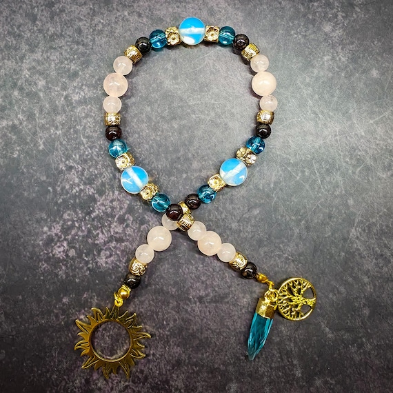 Summer Solstice/Solar Deity Pocket Devotional: Garnet, Blue Topaz, Rose Quartz, Opalite