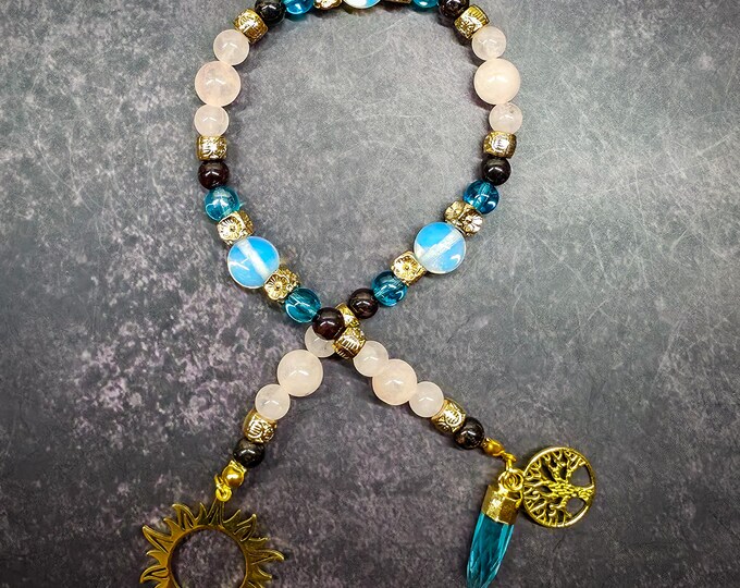 Summer Solstice/Solar Deity Pocket Devotional: Garnet, Blue Topaz, Rose Quartz, Opalite