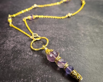 Purple Fluorite Pendulum Necklace for Clarity, Intuition, and Focused Divination