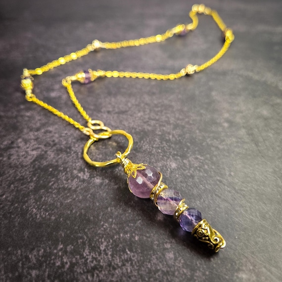 Purple Fluorite Pendulum Necklace for Clarity, Intuition, and Focused Divination