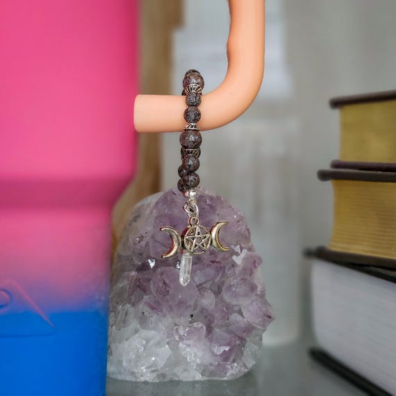 Coffee Snowflake Obsidian Tumbler Charm - Crystal Tumbler Charms