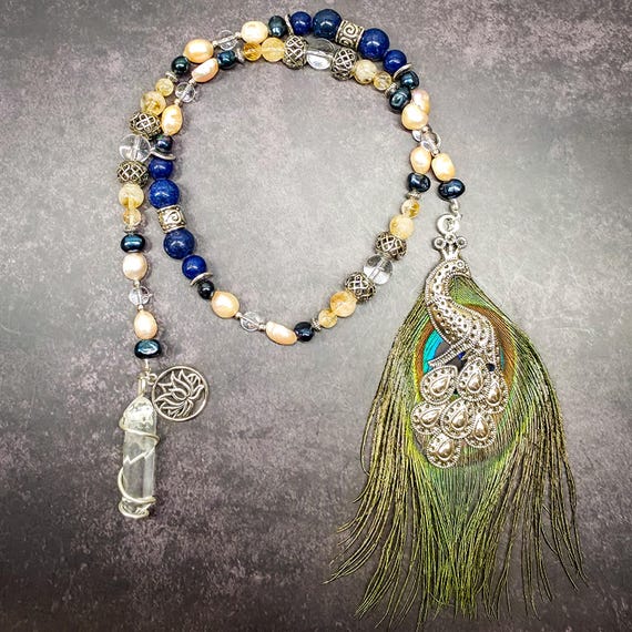Hera Devotional Prayer Beads: Lapis Lazuli, Citrine, and Pearl Rosary