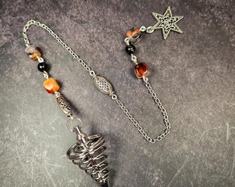 Dragon Vein Agate & Black Tourmaline Dowsing Pendulum