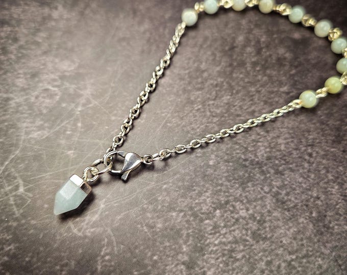 Amazonite Pendulum Bracelet: Wearable Divination Tool - Crystal Healing Jewelry