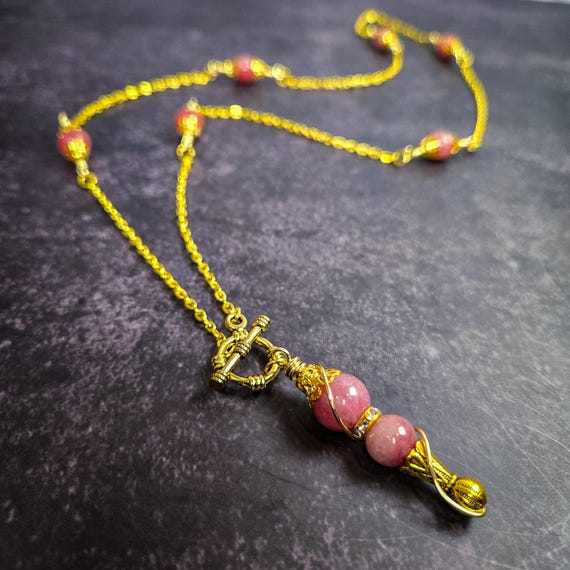 Pendulum Necklace with Handmade Sunstone Pendulum Point: Radiant and Uplifting