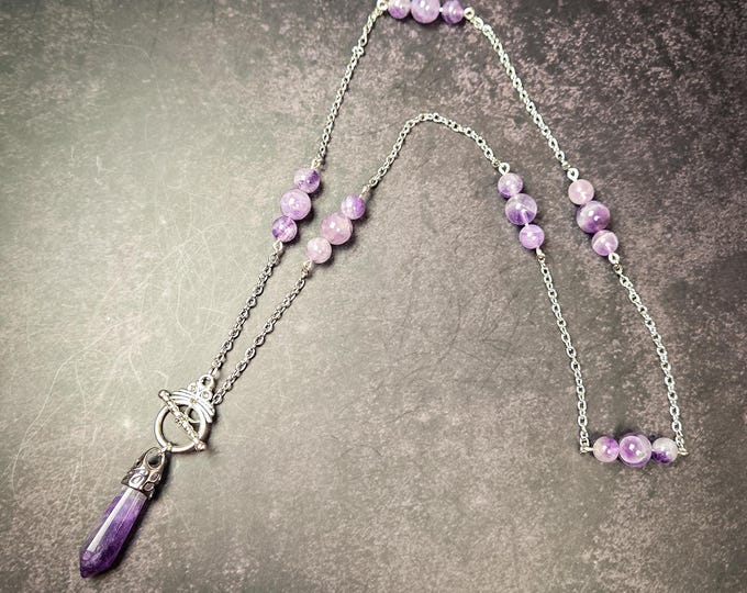 Amethyst Pendulum Necklace- Wearable Divination Tool - Crystal Healing Jewelry