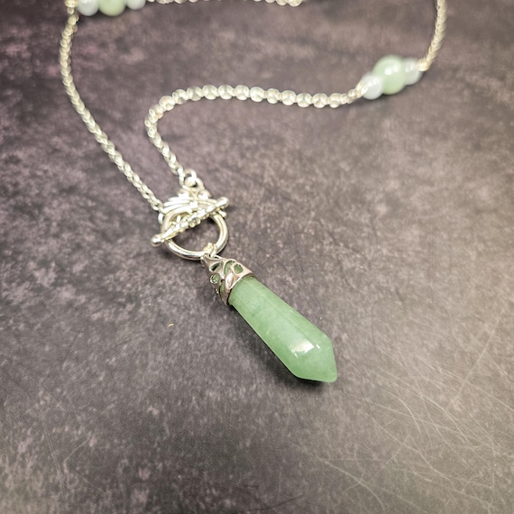 Green Aventurine Pendulum Necklace- Wearable Divination Tool - Crystal Healing Jewelry