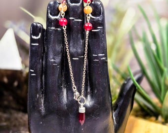Garnet and Black Moonstone Pendulum Bracelet