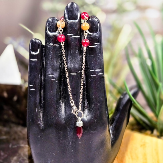 Garnet and Black Moonstone Pendulum Bracelet