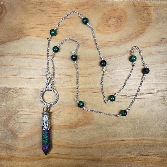 Ruby Zoisite Pendulum Necklace