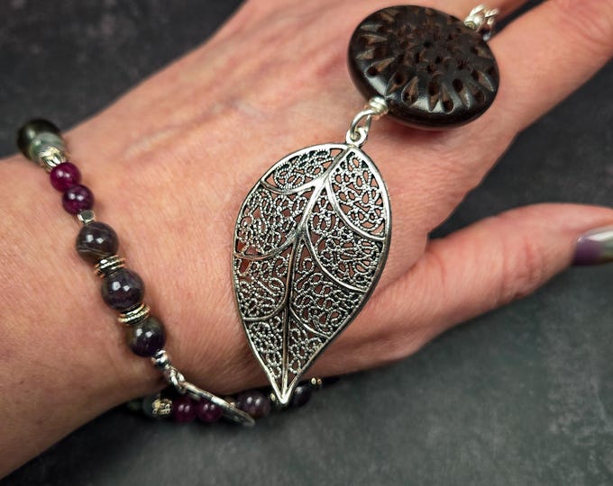 Wrist Rosary For Grounding, Clarity, Spiritual Guidance: Smoky Quartz, Garnet, and Selenite