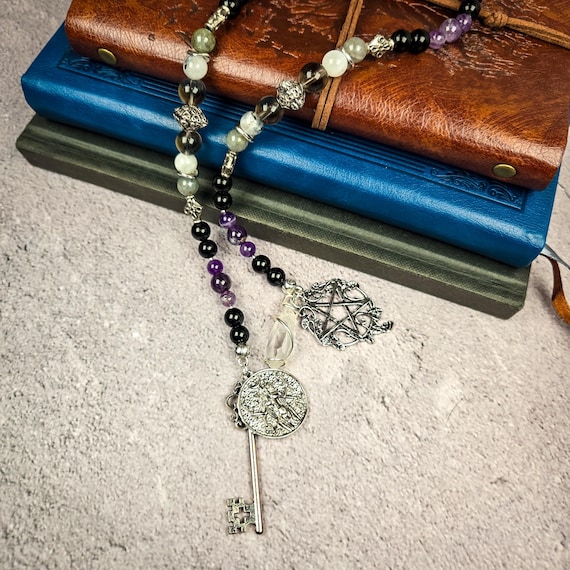 Hekate Prayer Beads – Amethyst, Obsidian, Labradorite, and Smoky Quartz