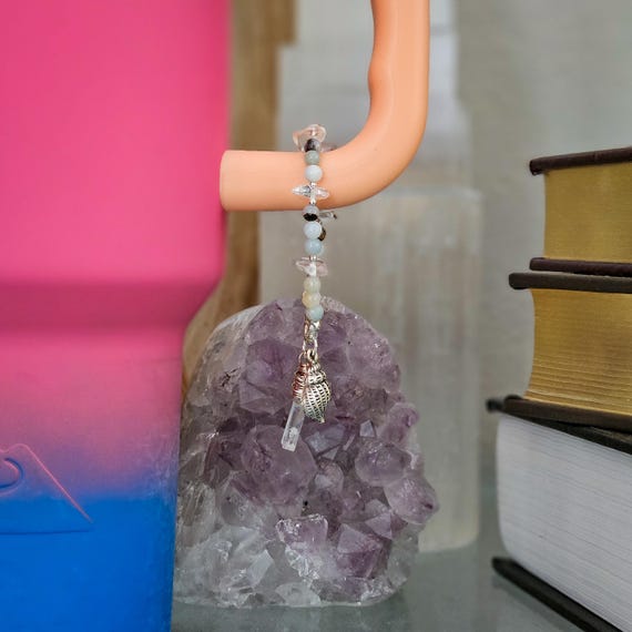 Blue Amazonite Tumbler Charm - Crystal Tumbler Charms
