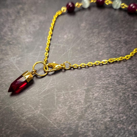 Garnet Pendulum Bracelet - Wearable Divination Tool - Crystal Healing Jewelry