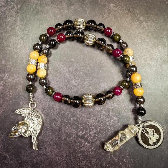 Hades Devotional Prayer Beads: Obsidian, Garnet, and Hematite Rosary
