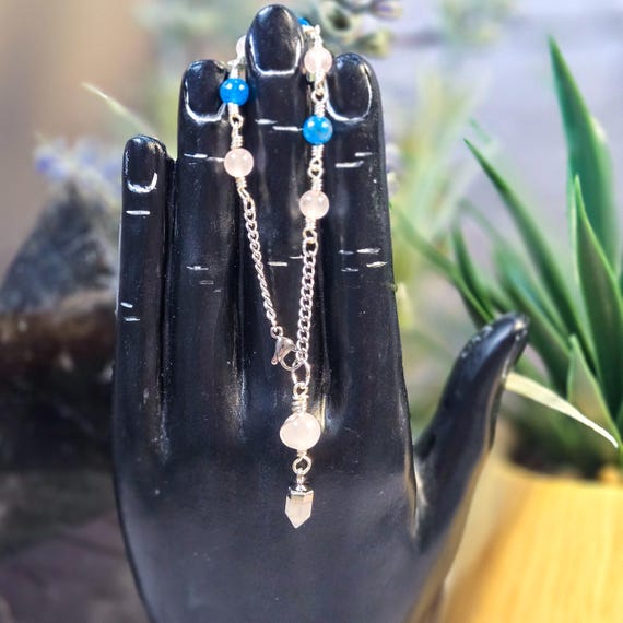 Rose Quartz and Blue Apatite Pendulum Bracelet