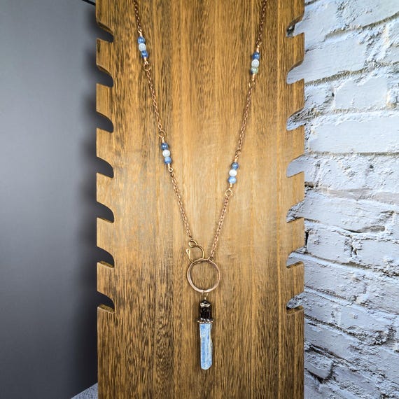Blue Kyanite & Selenite Pendulum Necklace