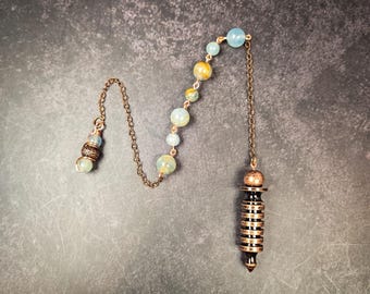 Copper Pendulum with Caribbean Blue Calcite