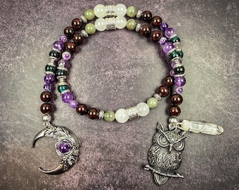 Welsh Goddess Blodeuwedd Devotional: Labradorite, Garnet, Amethyst, Emerald Altar Tool