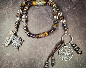 Sleipnir Devotional Beads: Norse God Rosary with Tiger Iron and Bronzite