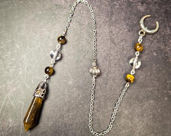 Tiger's Eye & Silver-Tone Dowsing Pendulum