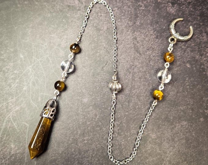 Tiger's Eye & Silver-Tone Dowsing Pendulum