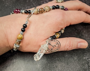 Lilith Wrist Rosary: Garnet, Obsidian, and Labradorite Rosary