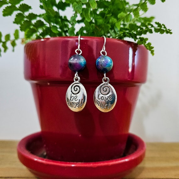 Tie-Dye Tiger's Eye Message Earrings