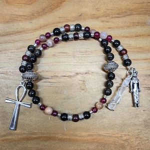Egyptian Goddess Sekhmet Prayer Beads - Meditation Beads - Devotional Bead - Altar Beads - Witches Rosary - Witches Ladder - Altar Tool