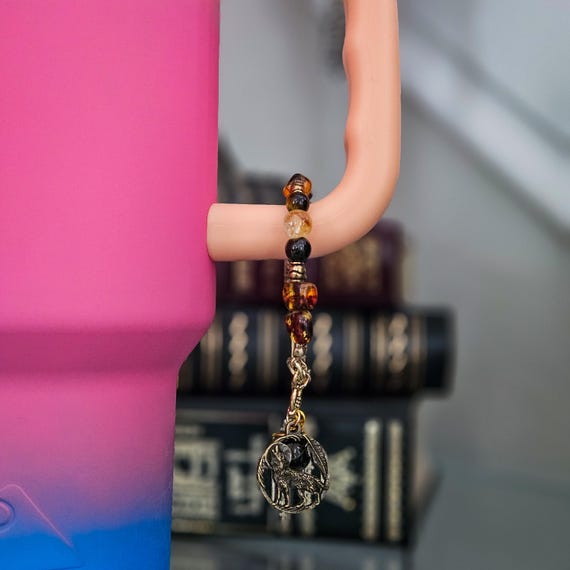 Amber, Citrine, Tiger's Eye Tumbler Charm - Crystal Tumbler Charms