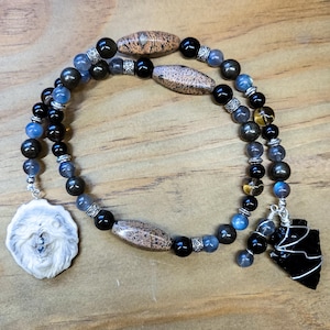 Heracles Prayer Beads: Flower Jasper, Obsidian, Pyrite Rosary