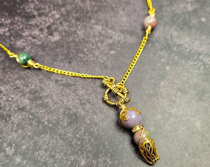 Pendulum Necklace with Handmade India Agate Pendulum Point: Grounding, Balance & Earth Wisdom