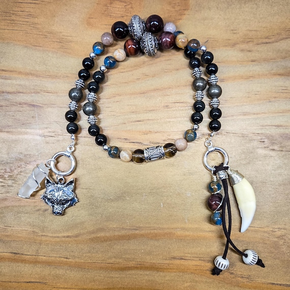 Norse God Fenrir Prayer Beads - Meditation Beads - Devotional Bead - Altar Beads - Witches Rosary - Witches Ladder - Altar Tool