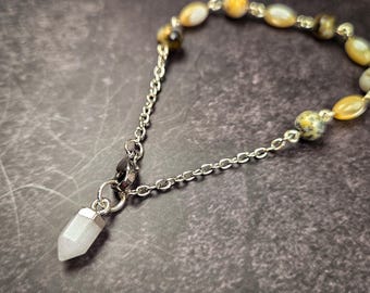 Black Opal Pendulum Bracelet: Wearable Divination Tool - Crystal Healing Jewelry