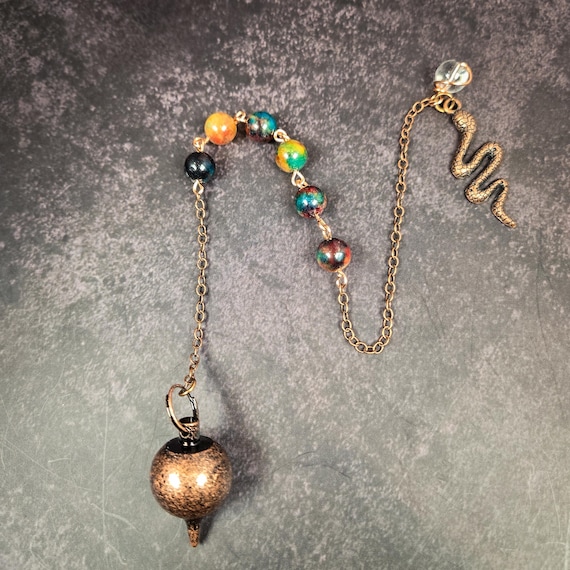 Copper & Dyed Agate Pendulum: Balance, Focus, and Grounded Divination