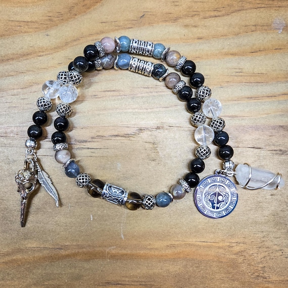 Norse Goddess Hel Prayer Beads - Meditation Beads - Devotional Bead - Altar Beads - Witches Rosary - Witches Ladder - Altar Tool