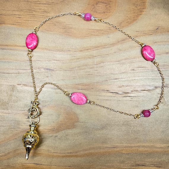 Zoisite and Rhodochrosite Pendulum Necklace