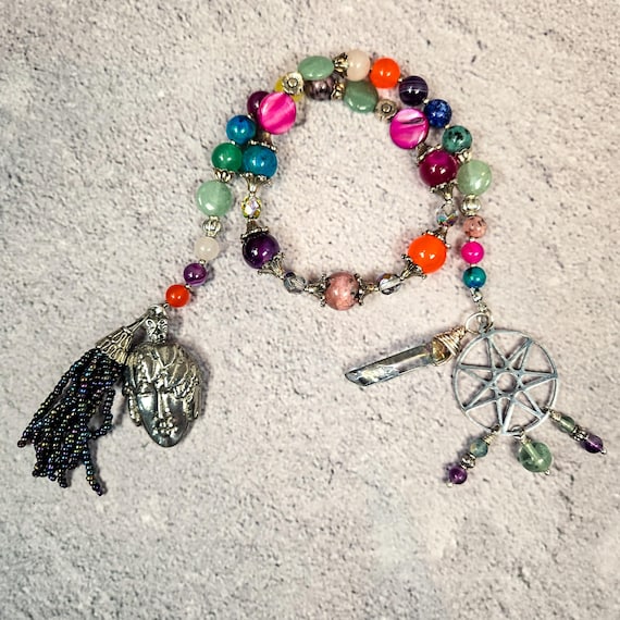 Fairy Queen Prayer Beads: Rhodochrosite, Aventurine, Agate Fae Devotional