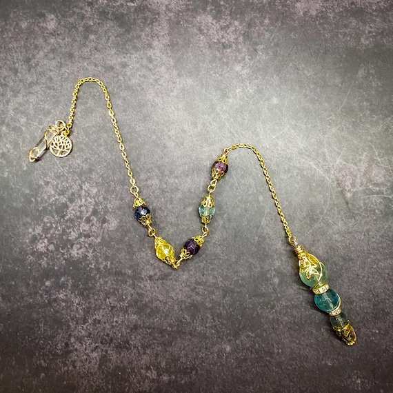 Multi-Colored Fluorite Pendulum for Clarity, Focus, & Intuitive Guidance