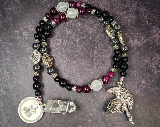 Hades Devotional Prayer Beads: Obsidian, Garnet, and Hematite Rosary