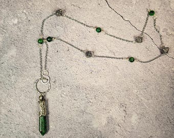 Ruby Zoisite Pendulum Necklace- Wearable Divination Tool - Crystal Healing Jewelry