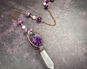 Amethyst Merkaba Pendulum - Sacred Geometry Psychic Enhancement Dowsing Tool
