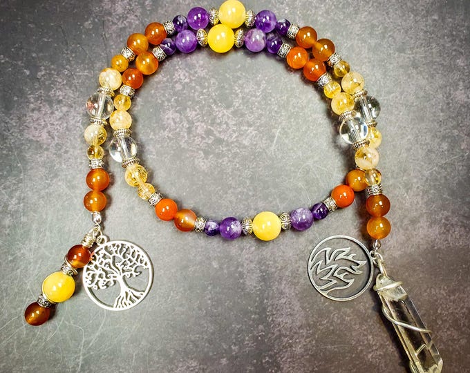 Hestia Prayer Beads: Carnelian, Amethyst, and Citrine Rosary