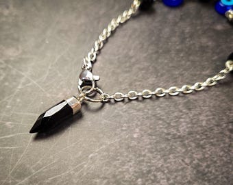 Black Onyx and Nazar Pendulum Bracelet: Wearable Divination Tool - Crystal Healing Jewelry