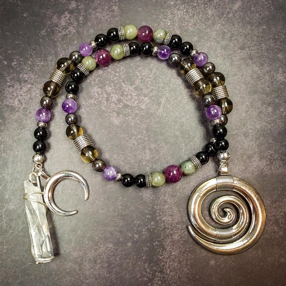 Hypnos Prayer Beads: Labradorite, Obsidian, and Amethyst Rosary