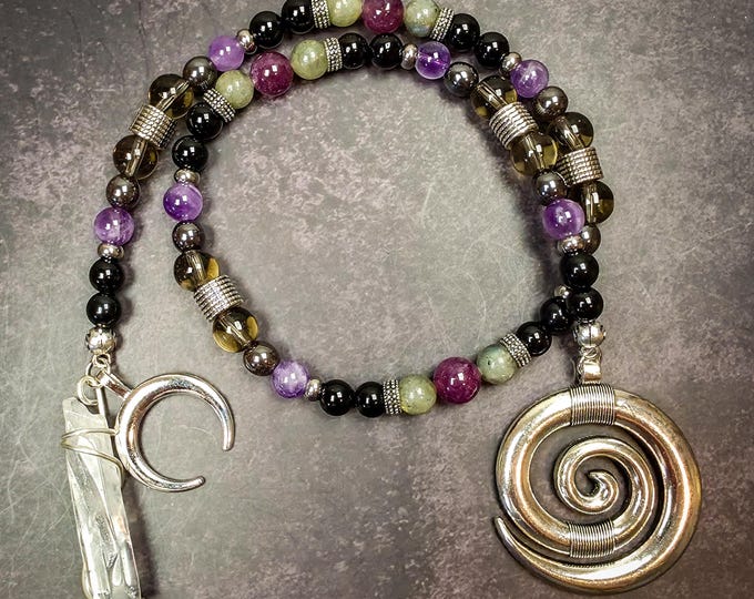 Hypnos Prayer Beads: Labradorite, Obsidian, and Amethyst Rosary