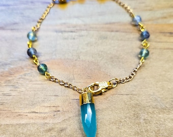 Fluorite Pendulum Bracelet - Wearable Divination Tool - Crystal Healing Jewelry