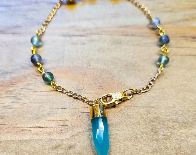 Fluorite Pendulum Bracelet - Wearable Divination Tool - Crystal Healing Jewelry