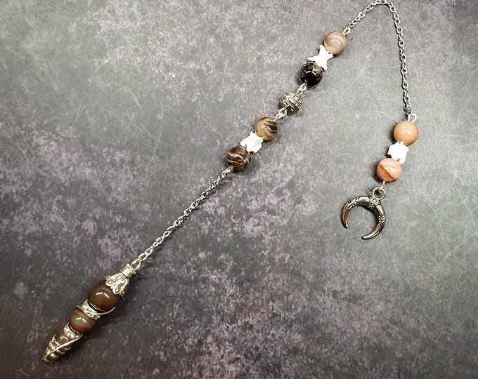 Petrified Wood & Snake Vertebrae Pendulum – Grounding, Transformation, Ancestral Wisdom