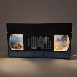 Ice Age VHS diorama, Disney decor, unique gift, cool gift, wooly mammoth, sloth, Saber tooth tiger, winter decor, movie decor, nostalgic